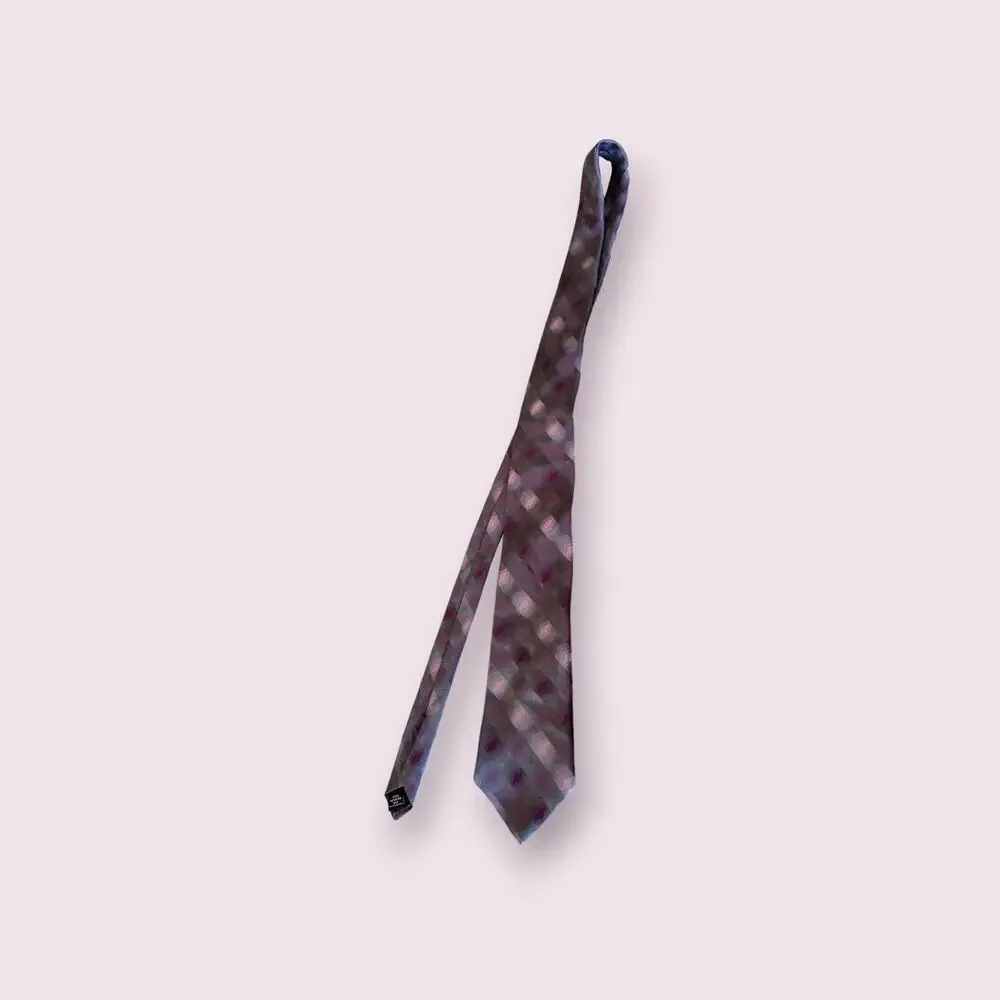 ZYLOS George Machado 100% Imported Silk Tie Purple/‎ Grey Patterned